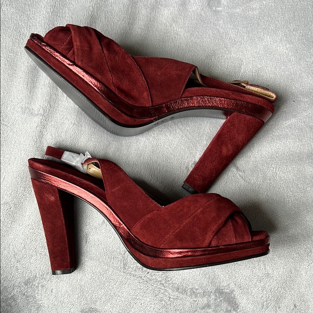 MICHAEL Michael Kors Burgundy Suede Platform Heels